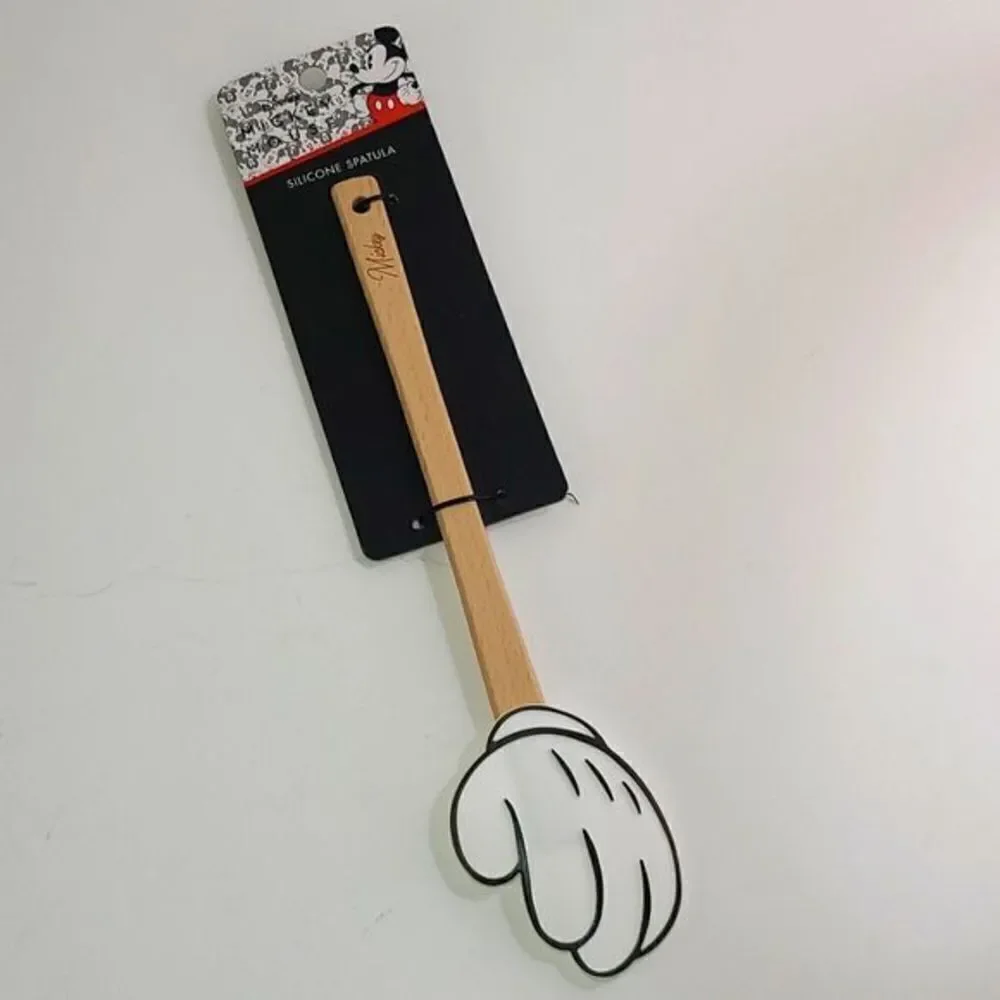 NWT Disney Mickey Mouse Silicone Hand White Glove Spatula Wooden Handle New